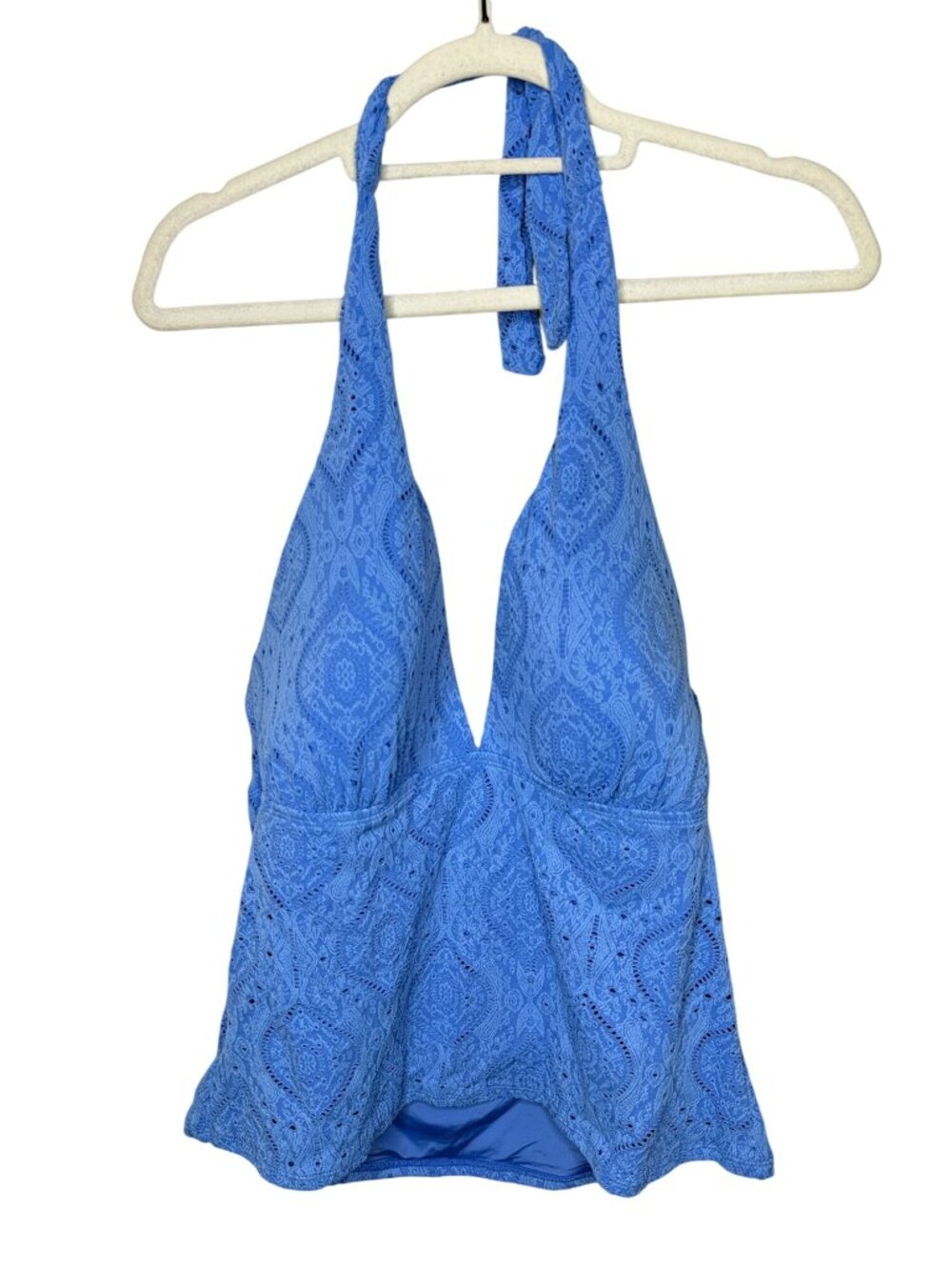 La Blanca Size 16 Blue Lace Halter Tankini Swim Top